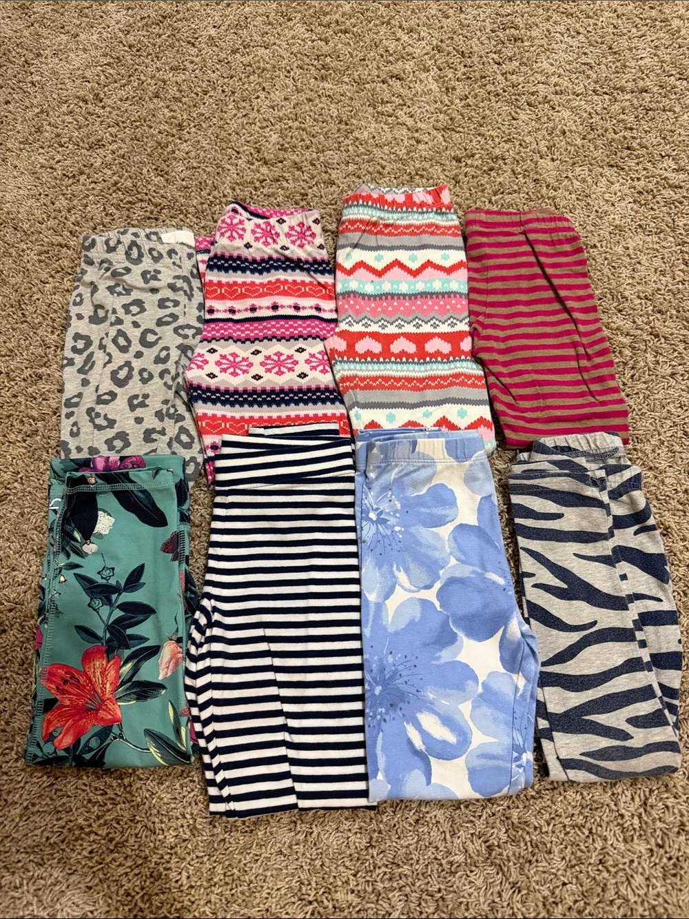 Assorted Girls' Patterned Leggings - Floral, Stripes & Animal Prints